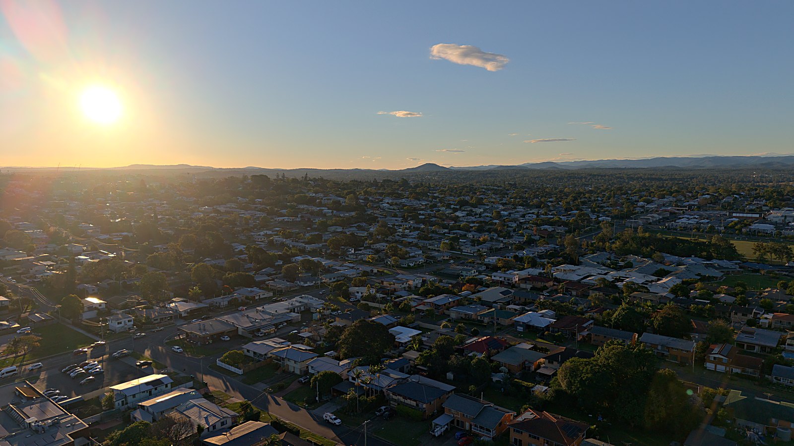 Aerial view over established and new-build homes in Ipswich